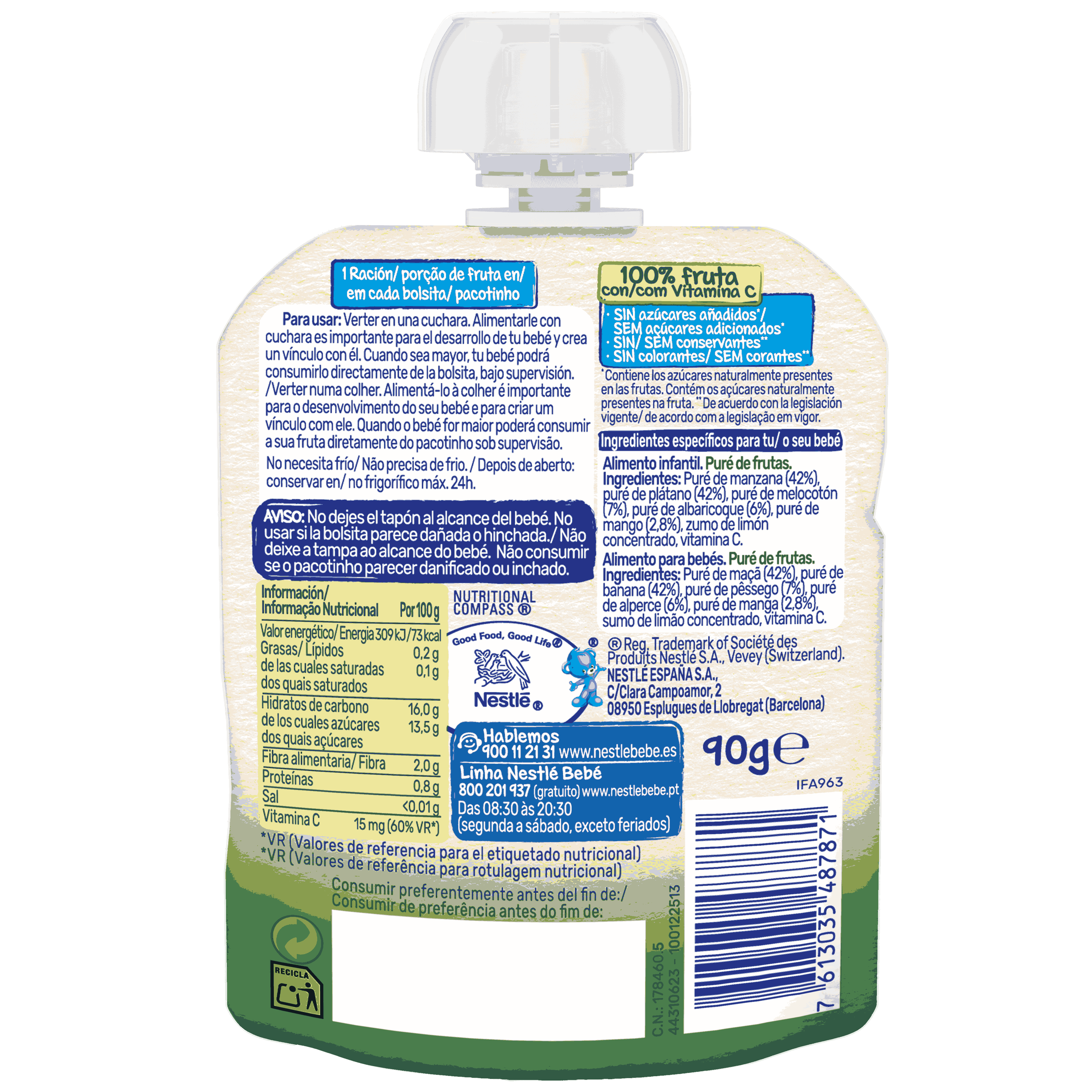 Pacotinho NESTLÉ Multifrutas 4 Frutas 90g 