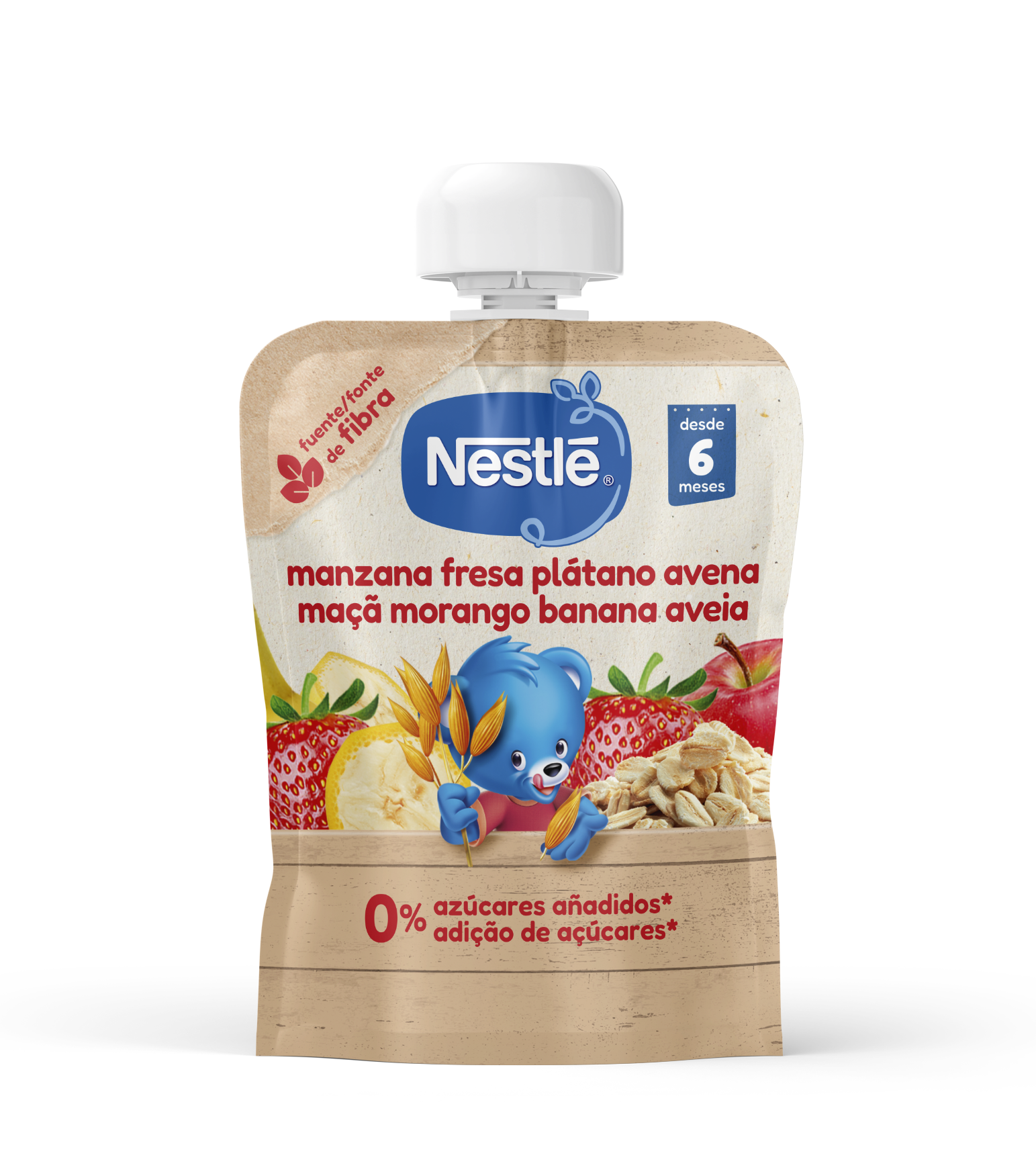 Saqueta de fruta NESTLÉ Maçã Morango Aveia 90g