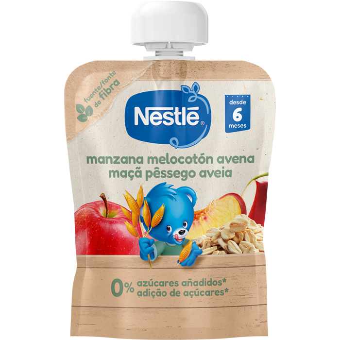 Saqueta de fruta NESTLÉ Maçã Pêssego Aveia