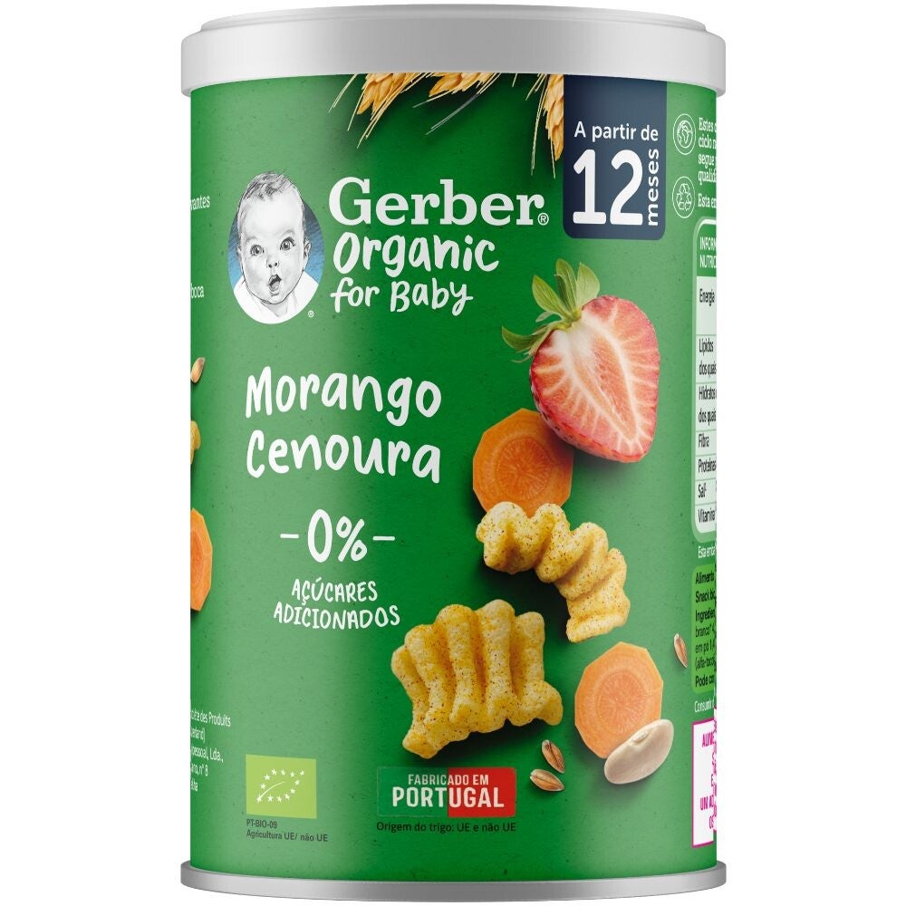 GERBER Organic Wavy Chips Morango Cenoura 35g 