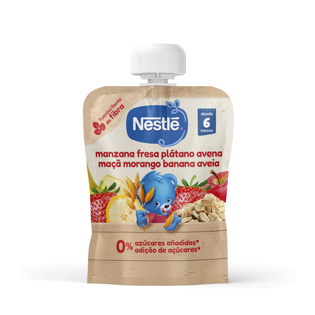 Saqueta de fruta NESTLÉ Maçã Morango Aveia