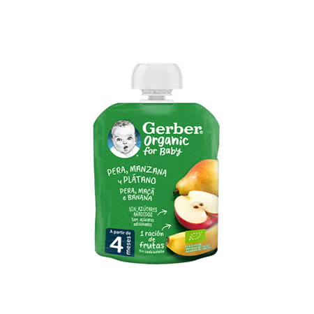 Saqueta de fruta para Bebé GERBER Organic Pera, Maçã e Banana
