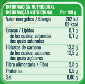 Fruta biológica para Bebé GERBER Organic Pera informação nutricional