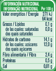 GERBER Organic Pera Banana tabela nutricional
