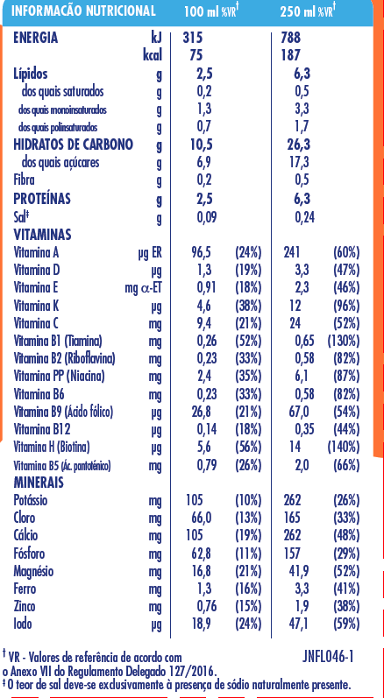 Nestlé Junior 3+ Bolacha maria Tabela Nutricional