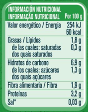 Refeição para Bebé GERBER Organic Ervilhas e Batatas com Frango tabela nutricional