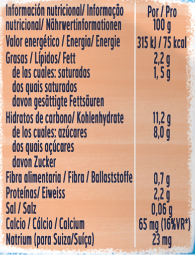 Tabela nutricional Pacotinho Yogolino Banana