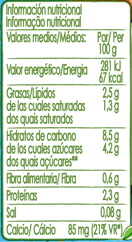 Tabela nutricional NATURNES Bio Morango