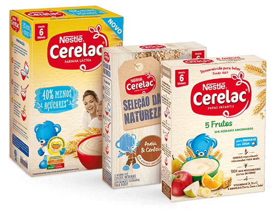 Gama Cerelac Farinha Láctea, Cerelac Seleão Natureza e Cerelac 5 Frutos