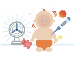 Ícone ilustrativo de bébé a ficar doente