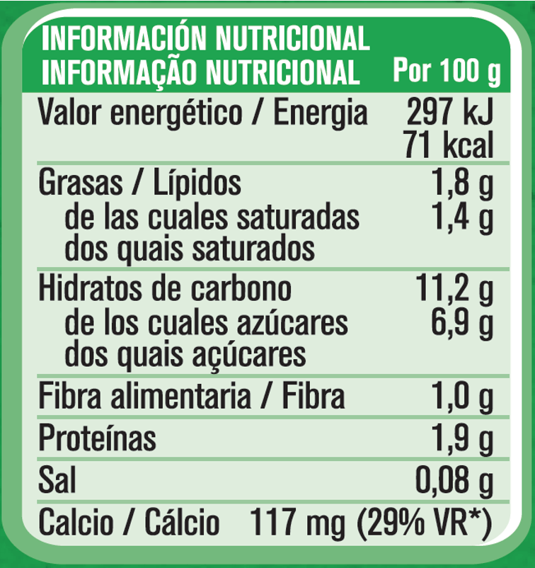Tabela Nutricional - Alimento Lácteo para bebé GERBER Pera Banana