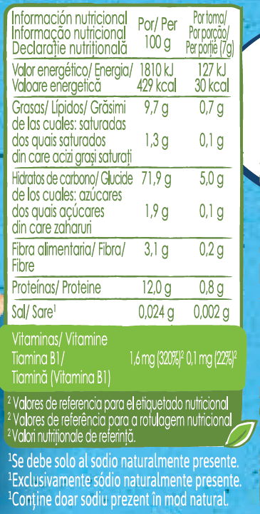 tabela nutricional naturnes bio cenoura