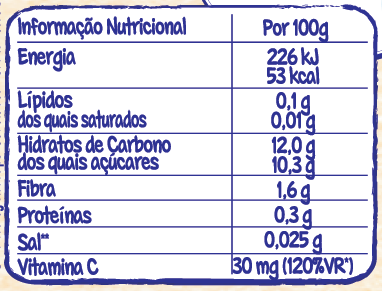 tabela nutricional Copinhos NESTLÉ Maçã Pera