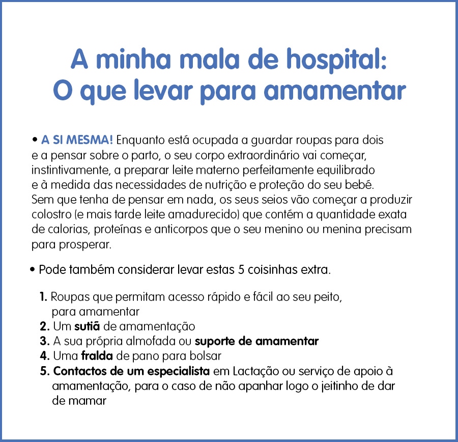 o que levar na mala do hospital para amamentar