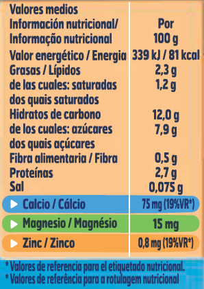 tabela nutricional yogolino morango banana  açúcares adicionados