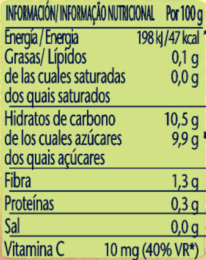 tabela nutricional Saqueta de Fruta NESTLÉ Maçã Pêssego