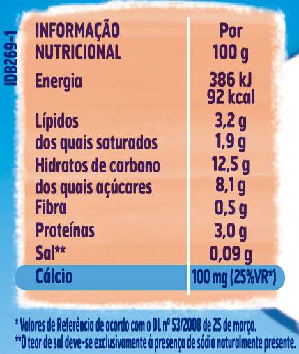 tabela nutricional YOGOLINO Banana