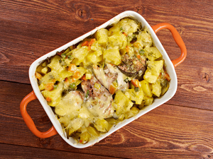 Lombinhos de Pescada Gratinados com Batata Cozida Lombinhos de Pescada Gratinados com Batata Cozida