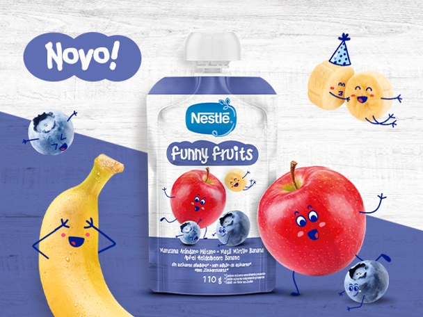 Novo FUNNY FRUITS banana mirtilo Novo FUNNY FRUITS banana mirtilo