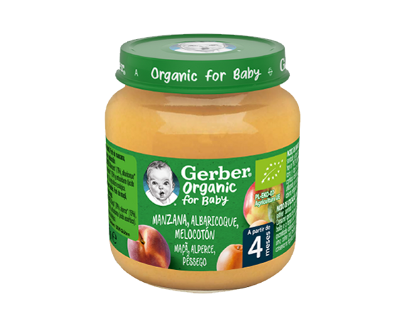 Fruta para Bebé GERBER Organic Maçã Alperce Pêssego