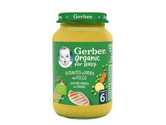 Refeição para Bebé GERBER Organic Ervilhas e Batatas com Frango