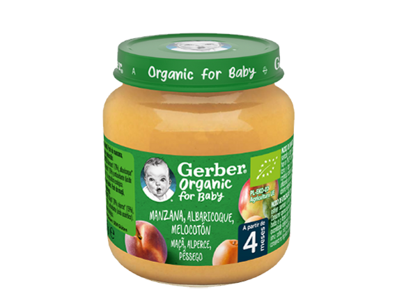 Fruta para Bebé GERBER Organic Maçã Alperce Pêssego