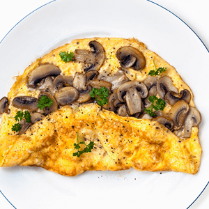 Mini-Omelete com Cogumelos com Farfalle com Milho