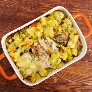 Lombinhos de Pescada Gratinados com Batata Cozida
