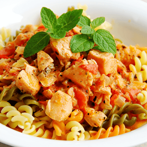 Lombinho de Peixe-espada Guisado com Fusilli Tricolor