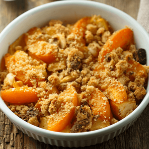Crumble de chocolate e alperce