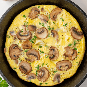 Mini-­Omelete de Cogumelos com Penne Tricolor