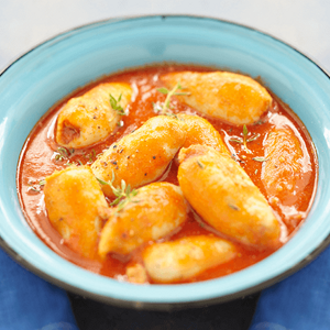 Lulinhas em Tomatada com Massa Búzios