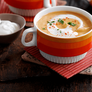 Creme de Batata-doce com Salsa e Frango