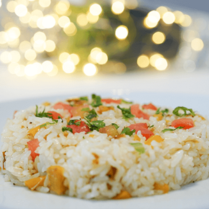 Corvina Assada com Arroz de Cenoura