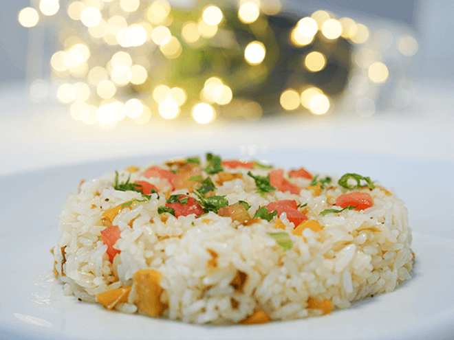 Corvina Assada com Arroz de Cenoura