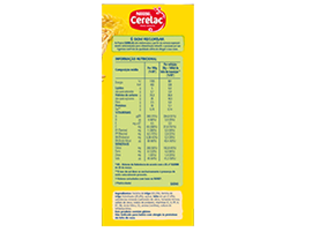 Informação nutricional para preparar com leite