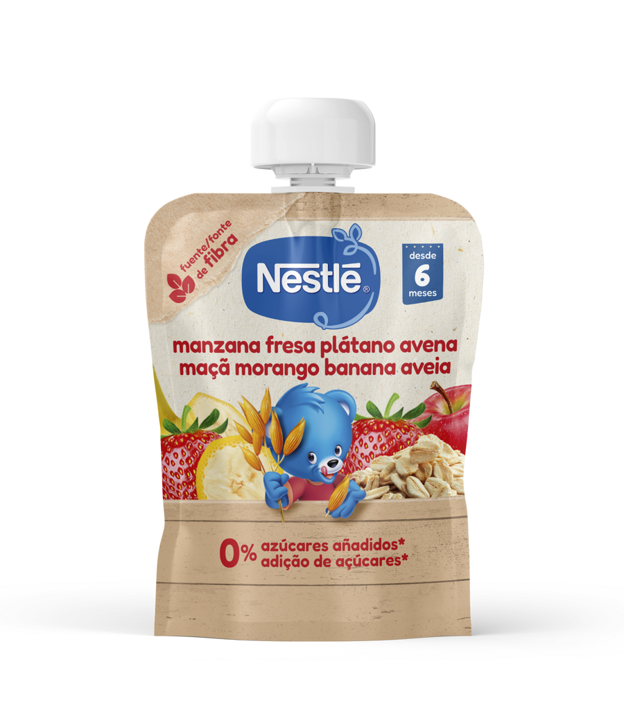 Saqueta de fruta NESTLÉ Maçã Morango Aveia 90g