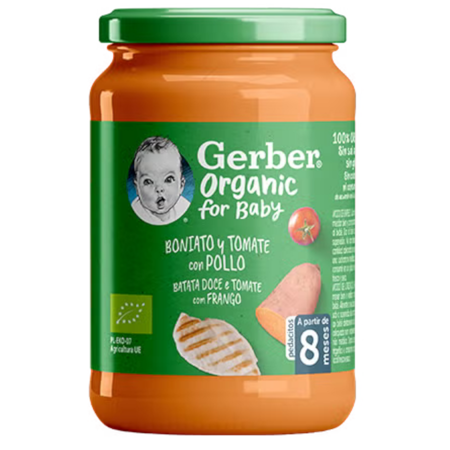 Refeição para Bebé GERBER Organic Batata Doce, Tomate e Frango