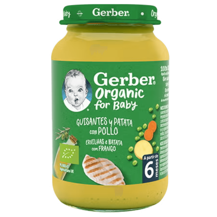 Refeição para Bebé GERBER Organic Ervilhas e Batatas com Frango