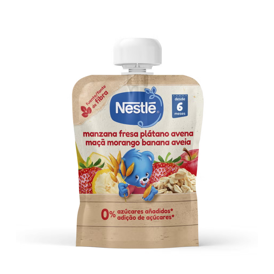 Saqueta de fruta NESTLÉ Maçã Morango Aveia