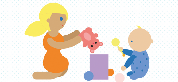 Jogos de bebé com brinquedos e caixa