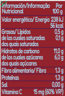 Tabela Nutricional Completa: 