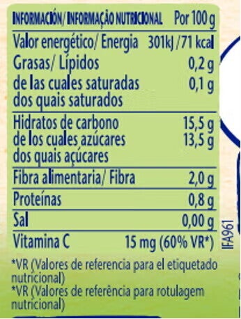 informação nutricional - Nestlé Saqueta de 4 frutas informação nutricional - Nestlé Saqueta de 4 frutas
