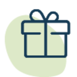 Teal gift box icon with bow on pale green abstract background